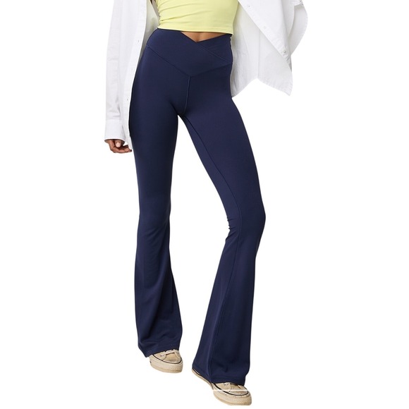 OFFLINE by Aerie Pants - OFFLINE by Aerie Real Me High Rise Crossover Flare Leggings Navy Blue Small S/P